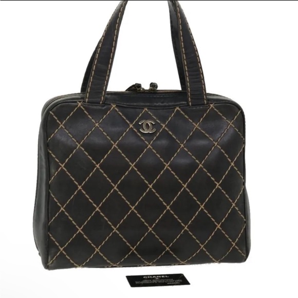 CHANEL WILD STICH QUILTED BLACK PURSE/ SHOULDER BAG - Picture 3 of 13